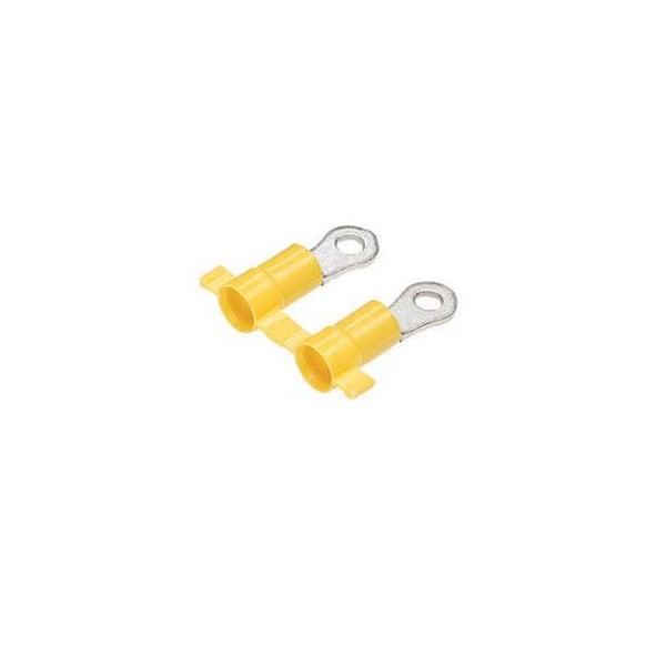 Ring Terminal, 1/4 in Stud Size, 12 AWG, 600 V, Vinyl Insulated, Yellow, Crimp Termination Only